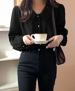 シャツブラウス ゴールドボタン ブラウス 送料無料 即日発送-2