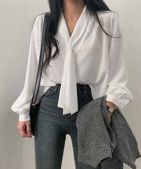 ボウタイブラウス オフィスカジュアル秋服 送料無料 即日発送-2