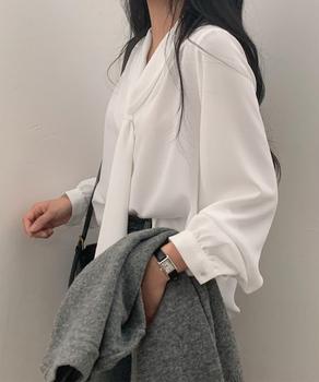 ボウタイブラウス オフィスカジュアル秋服 送料無料 即日発送-3