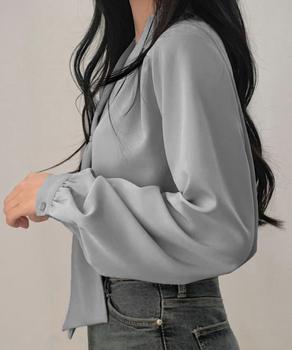 ボウタイブラウス オフィスカジュアル秋服 送料無料 即日発送-5