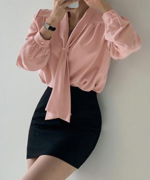 ボウタイブラウス オフィスカジュアル秋服 送料無料 即日発送-6