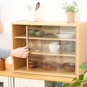 ミニ食器棚 幅60cm　ナチュラルカラーとシンプルなデザイン 送料無料-6