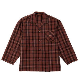 大きいサイズ marie claire homme 畳織チェック長袖パジャマ 3L 4L 5L 6L 8L オレンジ ラッピング可 送料無料 即日発送-5