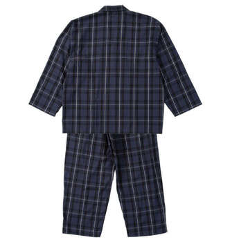大きいサイズ marie claire homme 畳織チェック長袖パジャマ 3L 4L 5L 6L 8L ネイビー ラッピング可 送料無料 即日発送-1