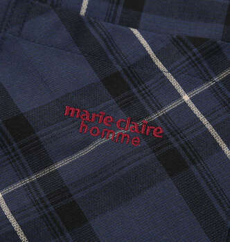 大きいサイズ marie claire homme 畳織チェック長袖パジャマ 3L 4L 5L 6L 8L ネイビー ラッピング可 送料無料 即日発送-3