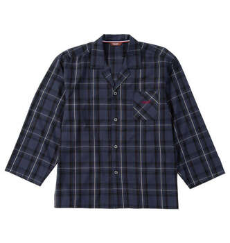 大きいサイズ marie claire homme 畳織チェック長袖パジャマ 3L 4L 5L 6L 8L ネイビー ラッピング可 送料無料 即日発送-4