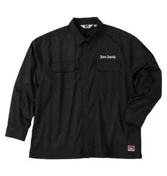 大きいサイズ BEN DAVIS 刺繍ツイルワークシャツ 3L 4L 5L 6L ブラック ラッピング可 送料無料 即日発送-1