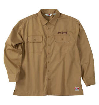 大きいサイズ BEN DAVIS 刺繍ツイルワークシャツ 3L 4L 5L 6L ベージュ ラッピング可 送料無料 即日発送-1