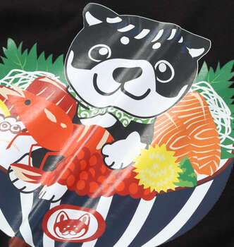 大きいサイズ 黒柴印和んこ堂 和んこ海鮮丼裏毛クルートレーナー 3L 4L 5L 6L 8L ブラック ラッピング可 送料無料 即日発送-3