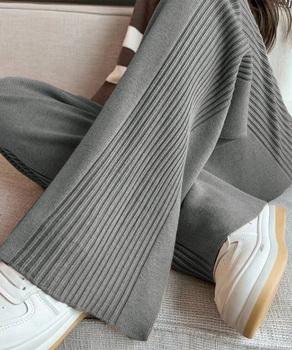 サイド縦ラインニットパンツ ワイドパンツ 送料無料 即日発送-7