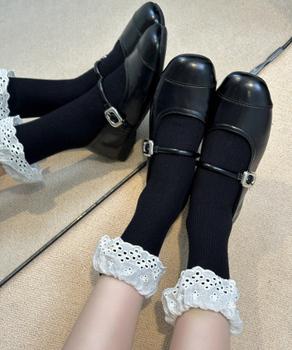 レース付き ソックス レディース 靴下 大人可愛い リブソックス ガーリー靴下 送料無料 即日発送-2