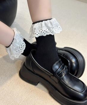 レース付き ソックス レディース 靴下 大人可愛い リブソックス ガーリー靴下 送料無料 即日発送-3