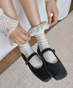 レース付き ソックス レディース 靴下 大人可愛い リブソックス ガーリー靴下 送料無料 即日発送-5