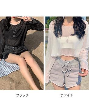 シアートップス 透け感 カジュアル 送料無料 即日発送-1
