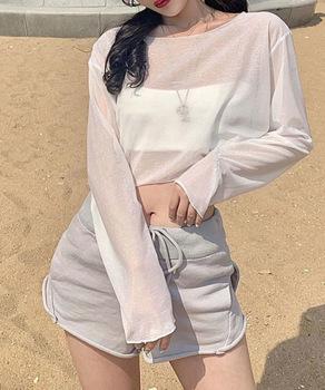 シアートップス 透け感 カジュアル 送料無料 即日発送-4