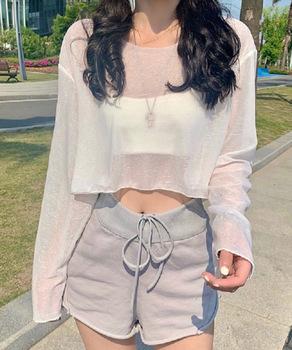 シアートップス 透け感 カジュアル 送料無料 即日発送-6