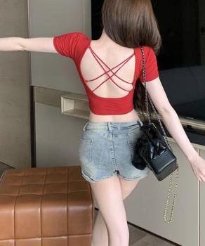 背中あきトップス カップ付き ブラトップ 送料無料 即日発送-8