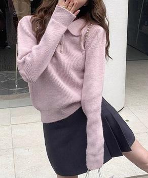 ポロカラーニットトップス ゴールドボタン 送料無料 即日発送-7