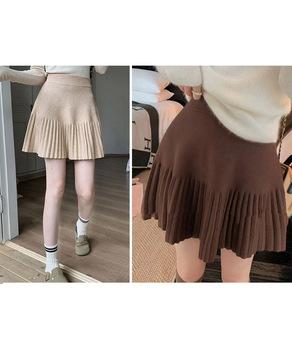 プリーツミニスカートニットスカート 秋冬 送料無料 即日発送-6