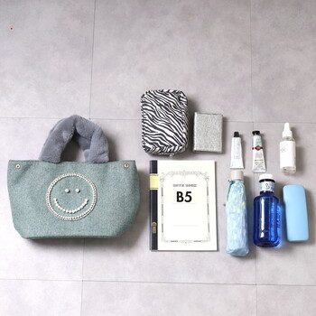 パール刺繍xエコファーハンドル トートバッグ COOCO クーコ SMILEY 送料無料 即日発送-17