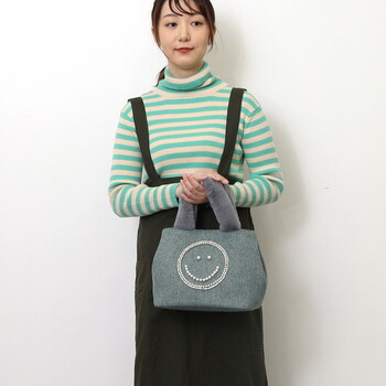 パール刺繍xエコファーハンドル トートバッグ COOCO クーコ SMILEY 送料無料 即日発送-24