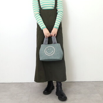 パール刺繍xエコファーハンドル トートバッグ COOCO クーコ SMILEY 送料無料 即日発送-25