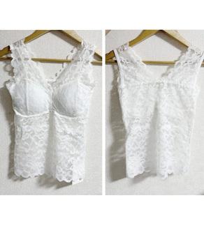 総レースタンクトップインナー カップ付き 送料無料 即日発送-8