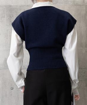 ニットベスト フロントボタン ニットジレ 送料無料 即日発送-5