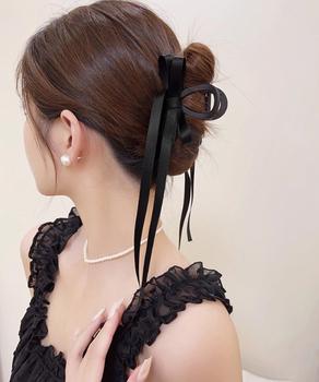 リボン バンスクリップ 上品ヘアクリップ 送料無料 即日発送-2
