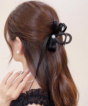 リボン バンスクリップ 上品ヘアクリップ 送料無料 即日発送-5