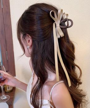 リボン バンスクリップ 上品ヘアクリップ 送料無料 即日発送-6
