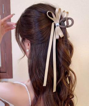 リボン バンスクリップ 上品ヘアクリップ 送料無料 即日発送-7