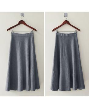 フレアニットスカート 着やせ 無地 秋冬 送料無料 即日発送-8