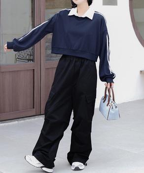 サイドライン スウェットシャツショート丈 送料無料 即日発送-7