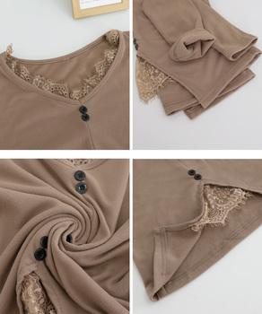 カットソー レース切り替え 長袖Tシャツ 送料無料 即日発送-9