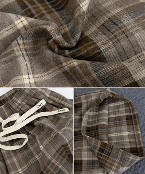 チェック柄パンツハイウエストワイドパンツ　チェックパンツ イージーパンツ リラックスパンツ 送料無料 即日発送-9