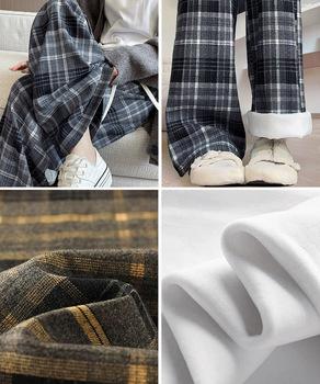 チェック柄パンツハイウエストワイドパンツ　チェックパンツ イージーパンツ リラックスパンツ 送料無料 即日発送-3