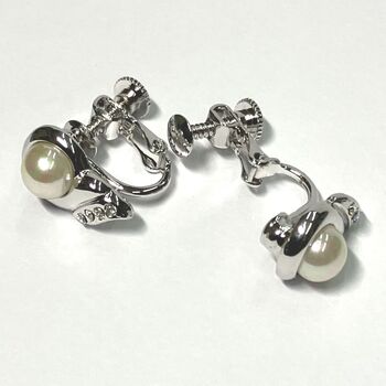 ネジバネ式 パールとクリスタルのイヤリング E 0807 送料無料 即日発送-2