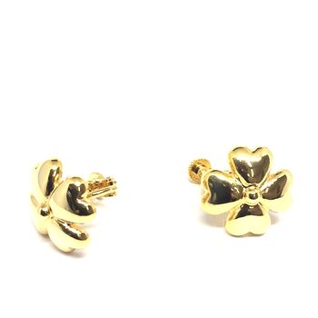 ネジバネ式 四葉イヤリング E 0708 送料無料 即日発送-3