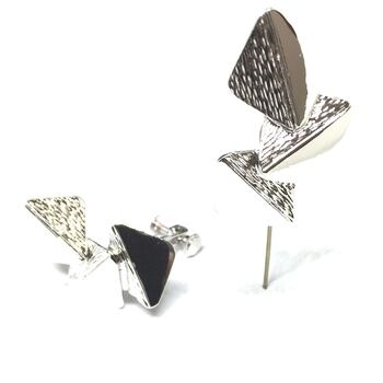 ネジバネ式 3枚タイルのイヤリング E 0707 送料無料 即日発送-1