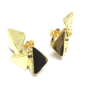 ネジバネ式 3枚タイルのイヤリング E 0707 送料無料 即日発送-5