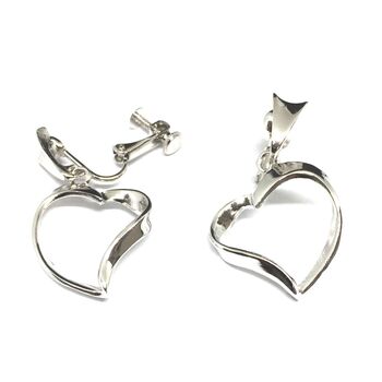 ネジバネ式 オープンハートイヤリング E 0704 送料無料 即日発送-2