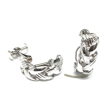 ネジバネ式 編み込みイヤリング E 0701 送料無料 即日発送-1