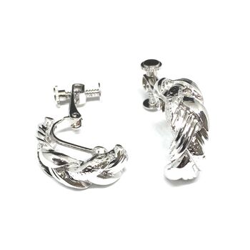 ネジバネ式 編み込みイヤリング E 0701 送料無料 即日発送-2