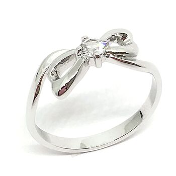 日本製 リボンクリスタルリング 高品質クリスタル使用 BR 4557 シルバーカラー 送料無料 即日発送-1