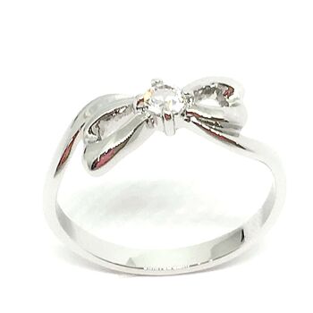 日本製 リボンクリスタルリング 高品質クリスタル使用 BR 4557 シルバーカラー 送料無料 即日発送-2