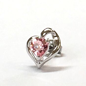 日本製 asymmetry ハートピアス 1個　ライトローズ SILVER925 高品質クリスタル使用 SP 004 送料無料 即日発送-8