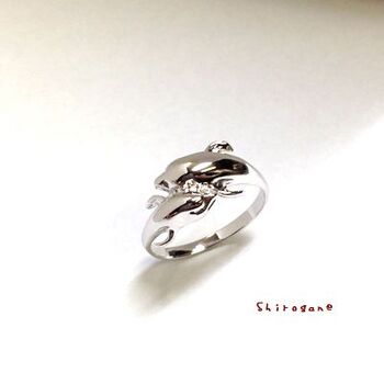 日本製 夏 海 イルカ 大小２匹のイルカリング BR 2002 送料無料 即日発送-1