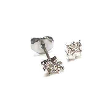 日本製 ひし型◇チタンポストピアス １ペア　高品質クリスタル使用 Pi 124 送料無料 即日発送-2