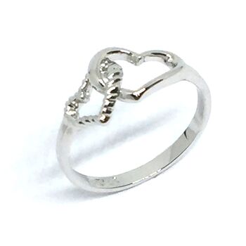 日本製 ハート ハート ダブルオープンピンキーリング SILVER925 SR 2921 送料無料 即日発送-1